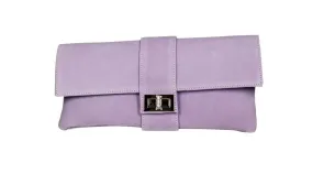 Cartera Ante Lila Pieza Central Con Broche
